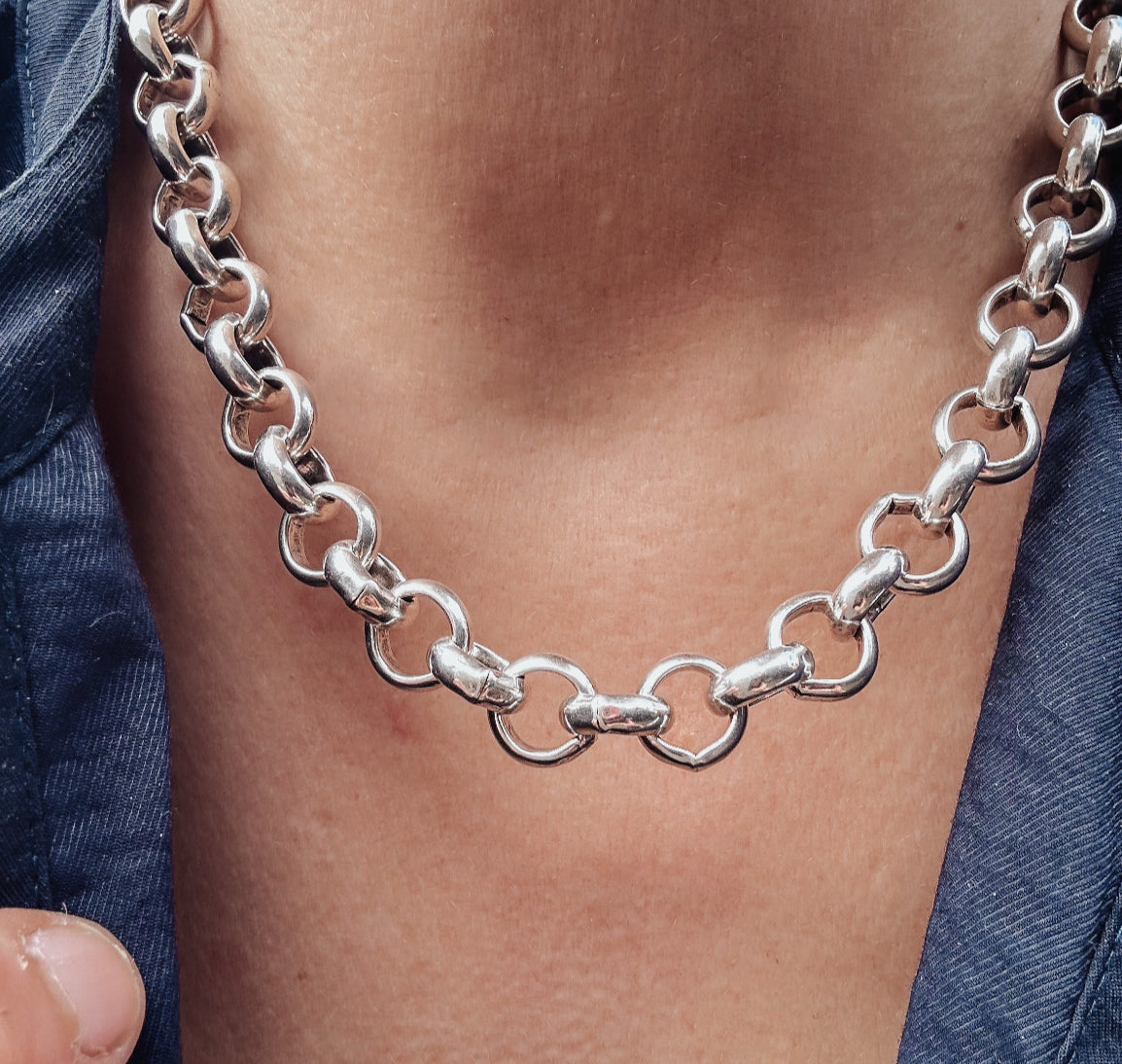 Bold Antique Silver Belcher Chain