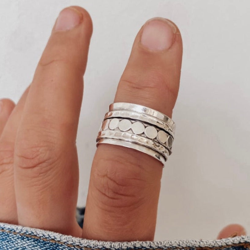 Hammered silver on sale spinner ring