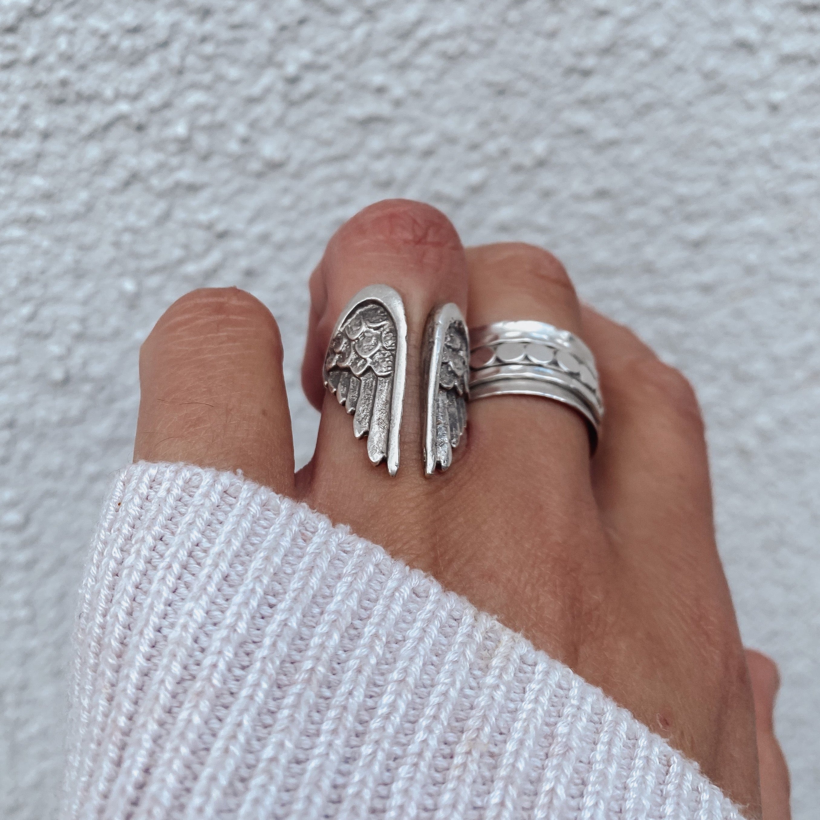 Angel Wing Adjustable Plated Ring