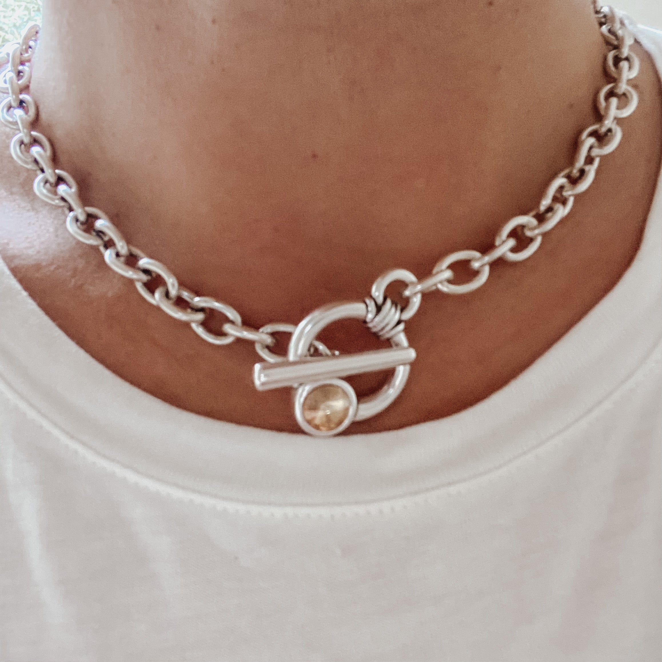 HUSH Vivienne T-Bar Chain Necklace, Gold at John Lewis & Partners